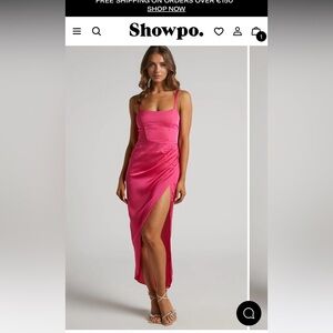 Showpo Fuchsia Satin Gown